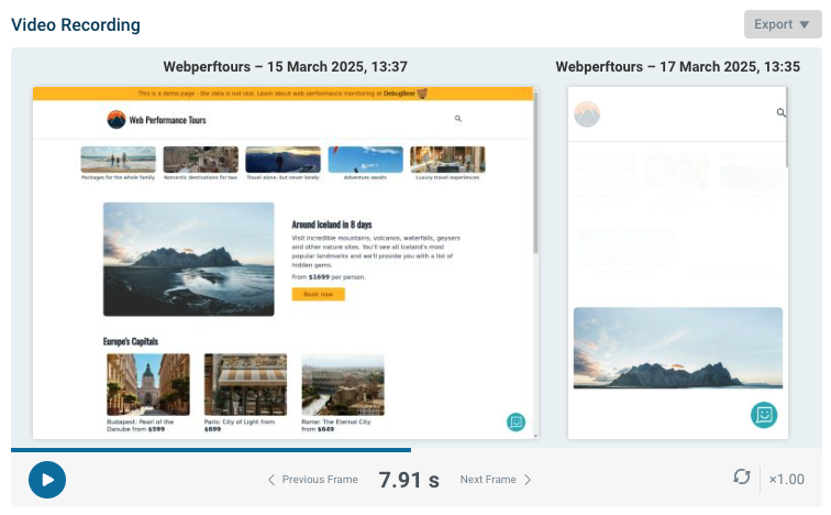 Mobile and website rendering progress side by side